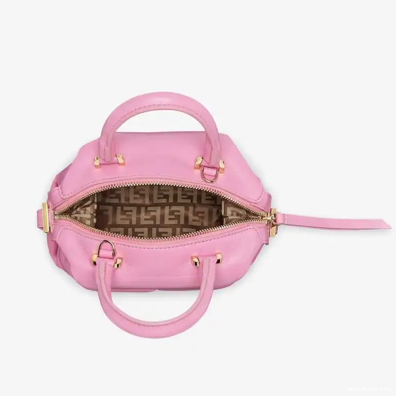 Affordable Leather Cube Bag In Fendi FF Mini Nappa Pink 0519